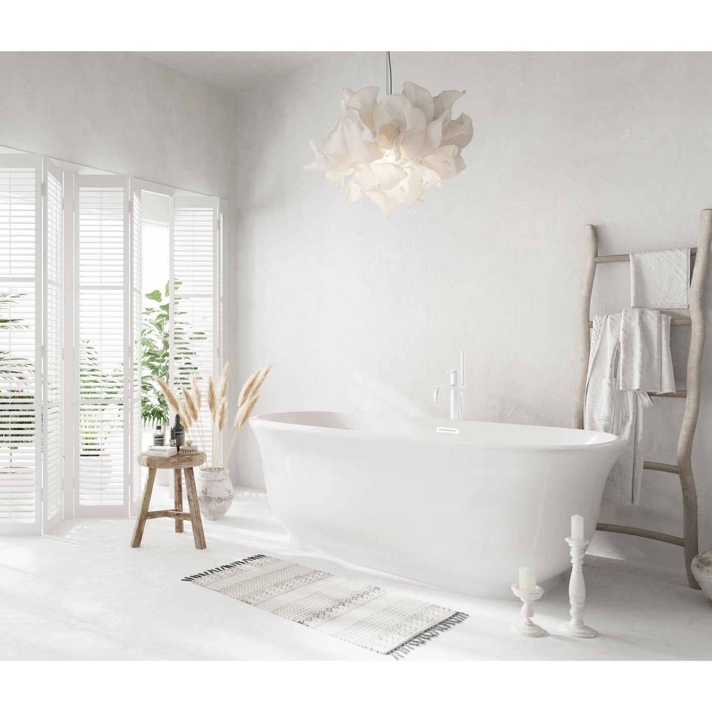 Coralie 67" Soaking Bathtub in Glossy White with Trim
