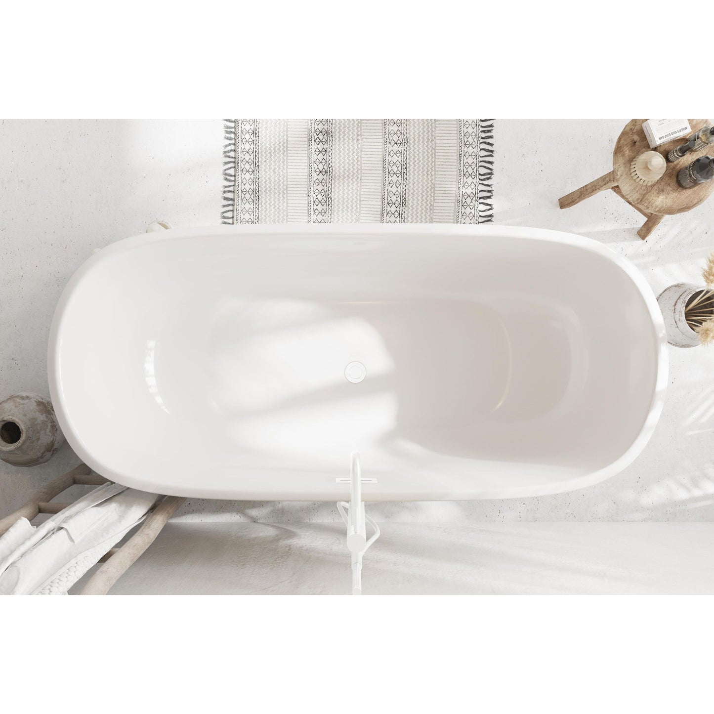 Coralie 67" Soaking Bathtub in Glossy White with Trim