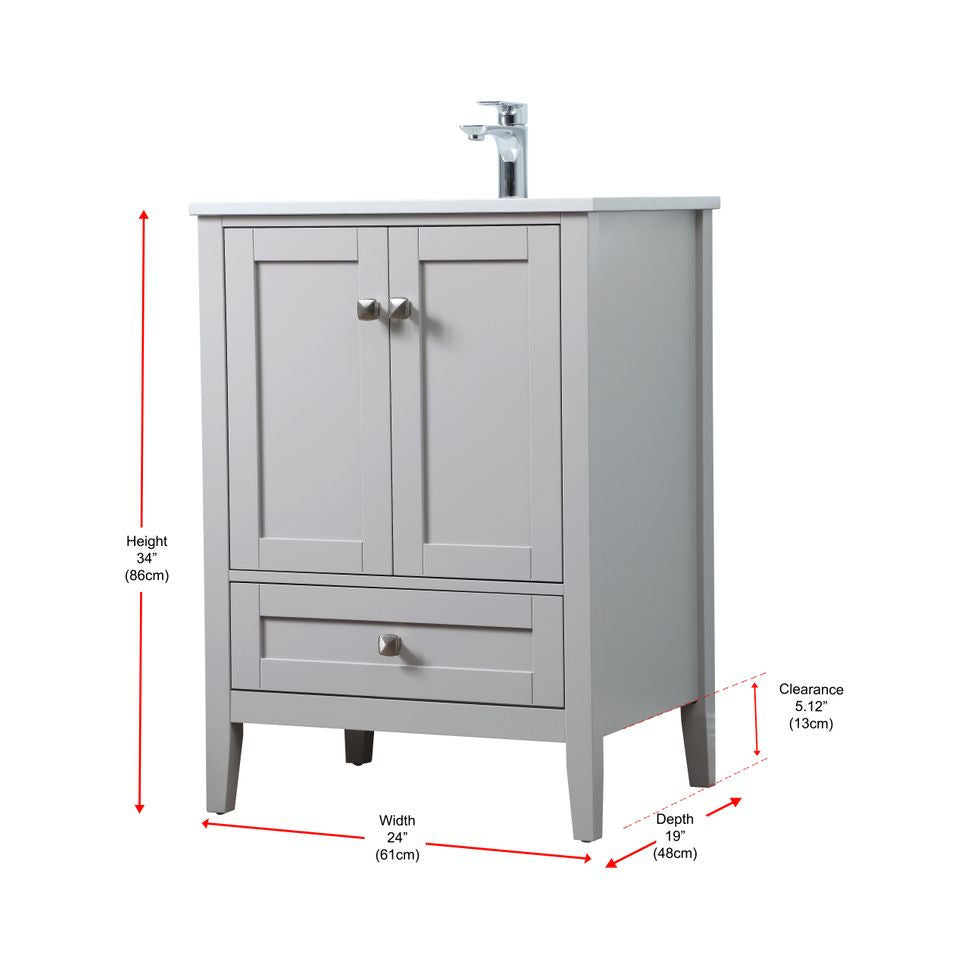 VF21124GR - Hamilton 24" Bathroom Vanity Set in Gray