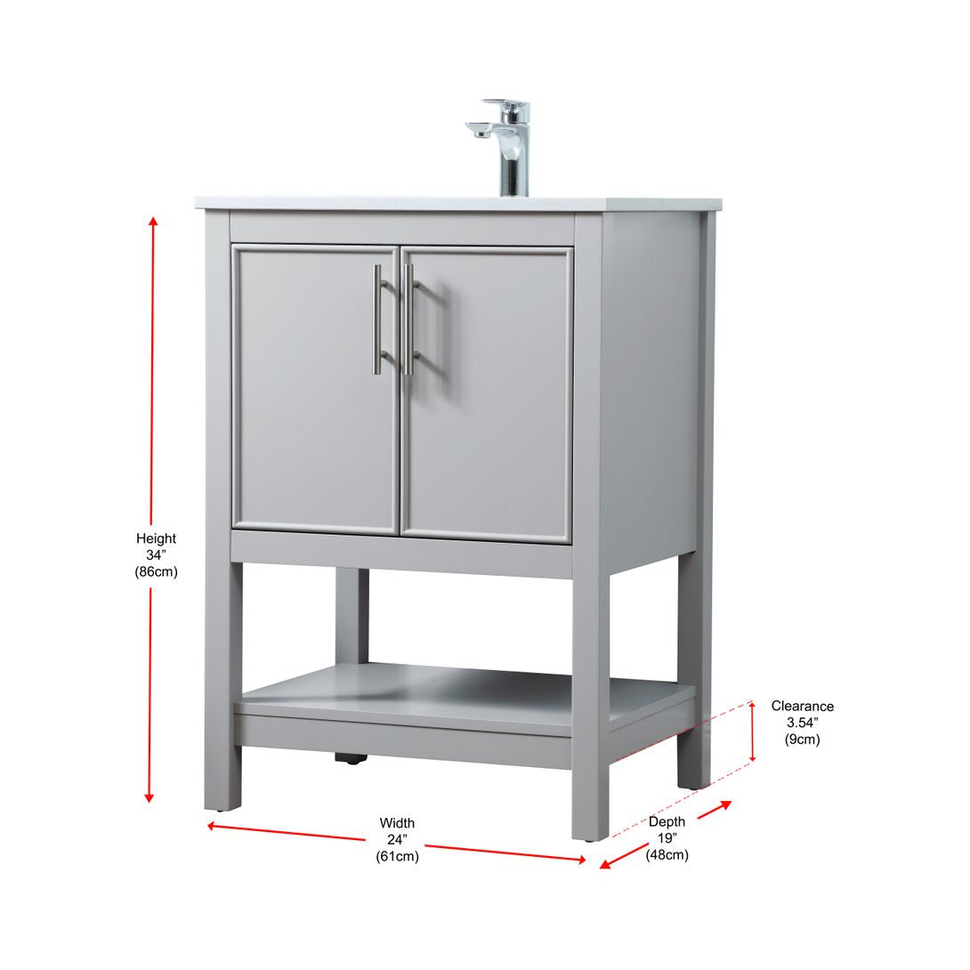 VF26624GR - Everett 24" Bathroom Vanity Set in Gray