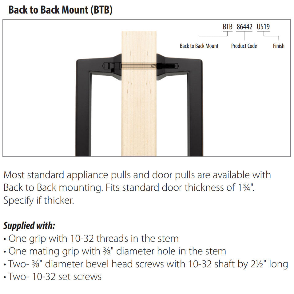 BTB86343US10B - Back to Back Brass Spindle Appliance Pull - 12" - Oil Rubbed Bronze