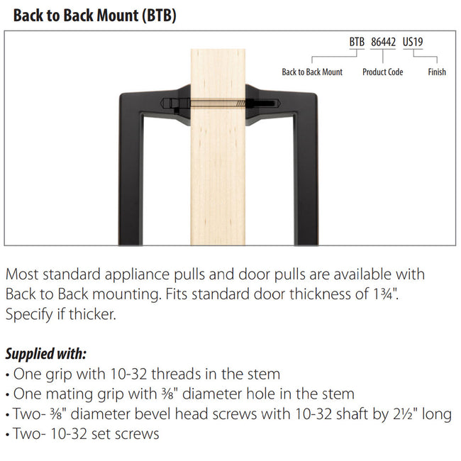 BTB86343US10B - Back to Back Brass Spindle Appliance Pull - 12" - Oil Rubbed Bronze