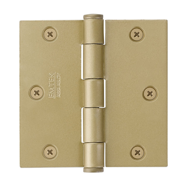 96113US4 - 3-1/2" x 3-1/2" Square Solid Brass Hinge - Satin Brass - 2-Pack
