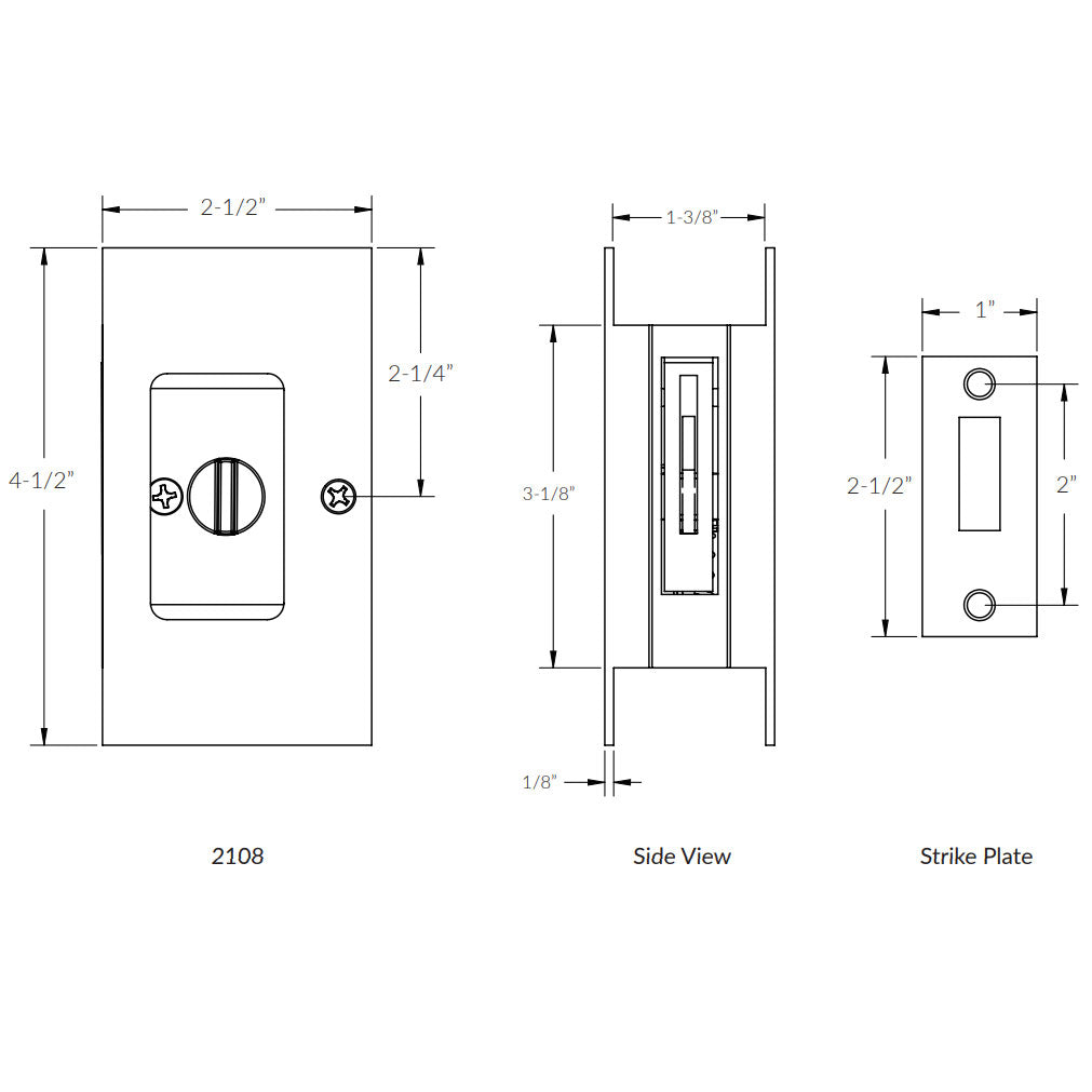 Modern Rectangular Pocket Door Lock