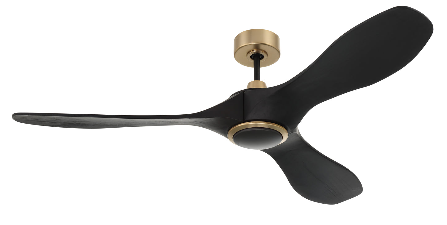 EVY60FBSB3-NWF - Envy 60" Ceiling fan, no Wifi 60" 3 Blade Ceiling Fan with Light Kit - Flat Black / Satin Brass
