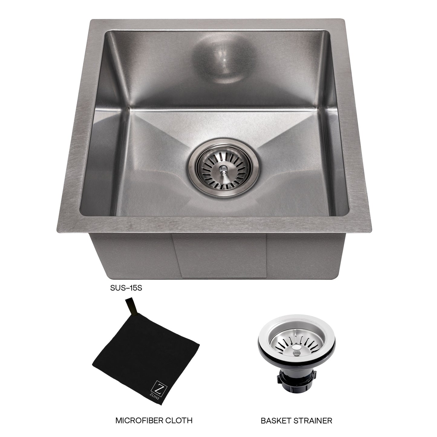 SUS-15S - 15" Boreal Undermount Single Bowl Satin Stainless Steel Bar Kitchen Sink