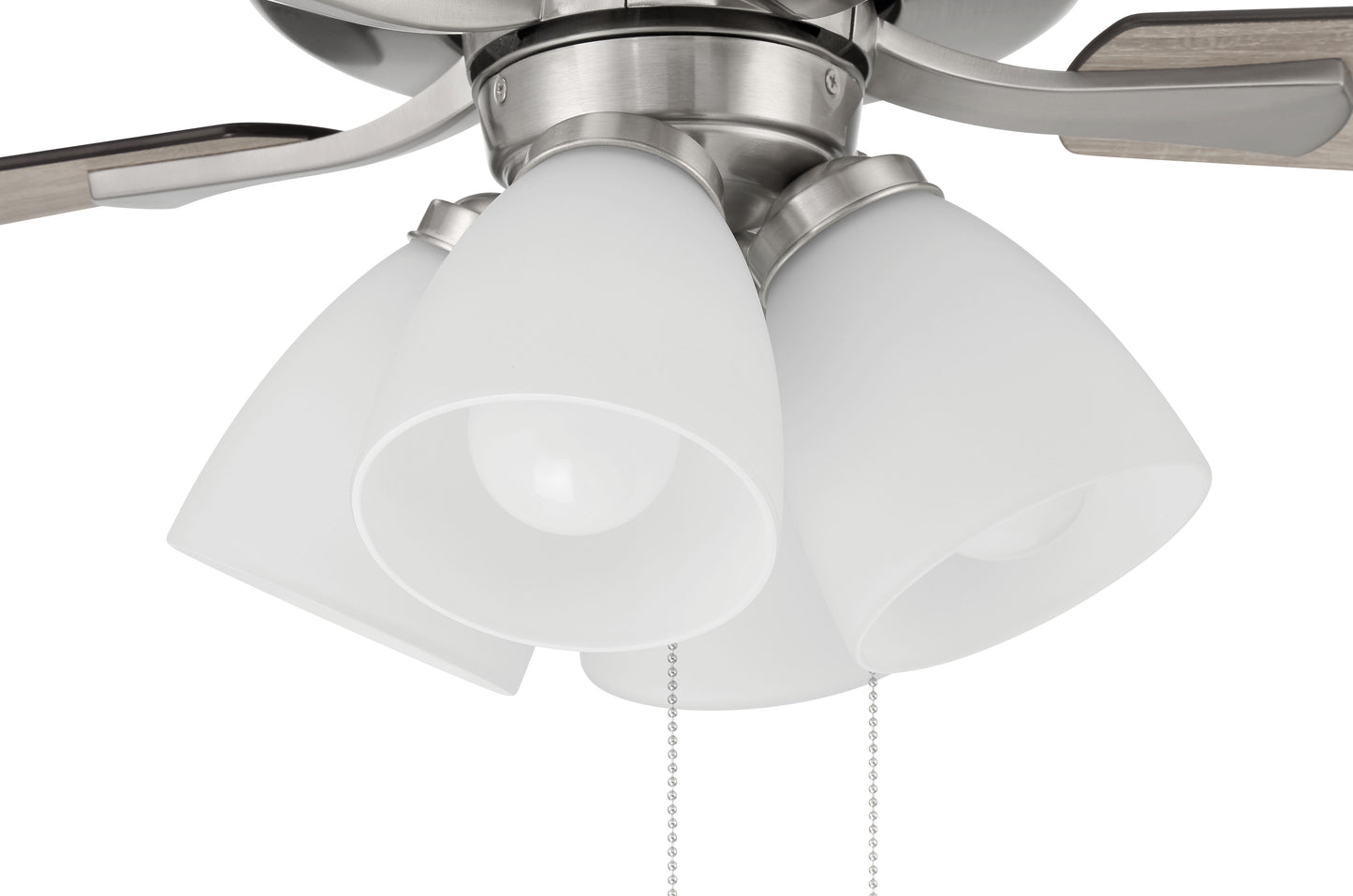 ECF114BNK5-DWWLN - Eos Frost 4 Light 52" 5 Blade Ceiling Fan with Light Kit - Brushed Nickel