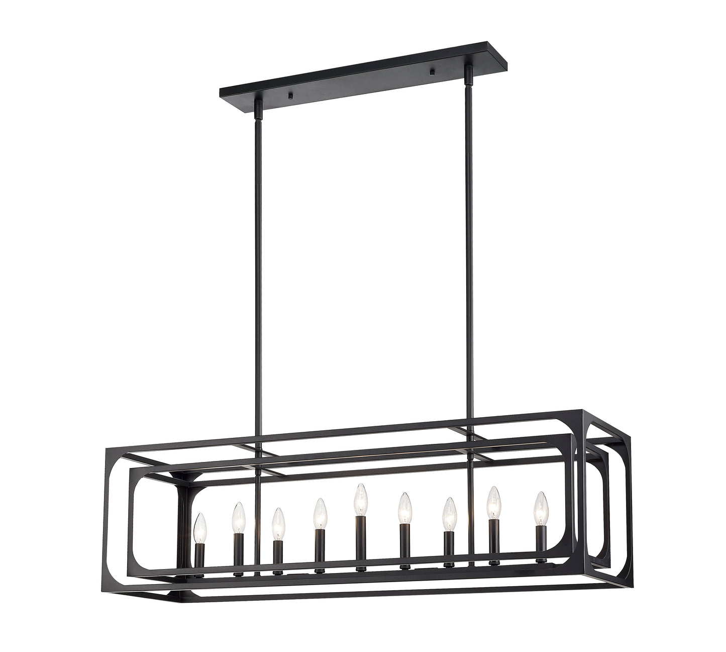 3038-9L-MB - Easton 9 Light Linear 44" Chandelier - Matte Black