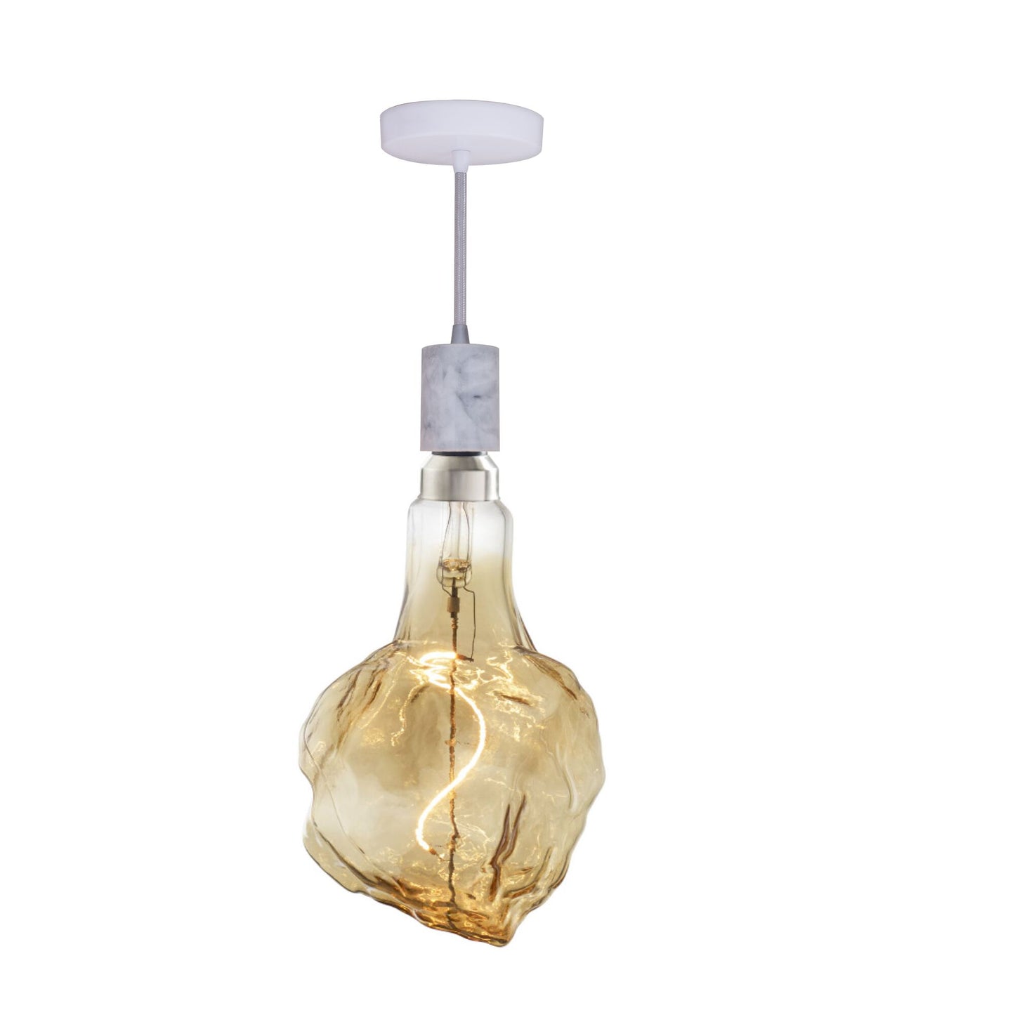 776320 - 4 Watt LED GLACIER NATURAL GRAND 2200K FILAMENT W/ WHITE MARBLE PENDANT WITH WHITE STRING