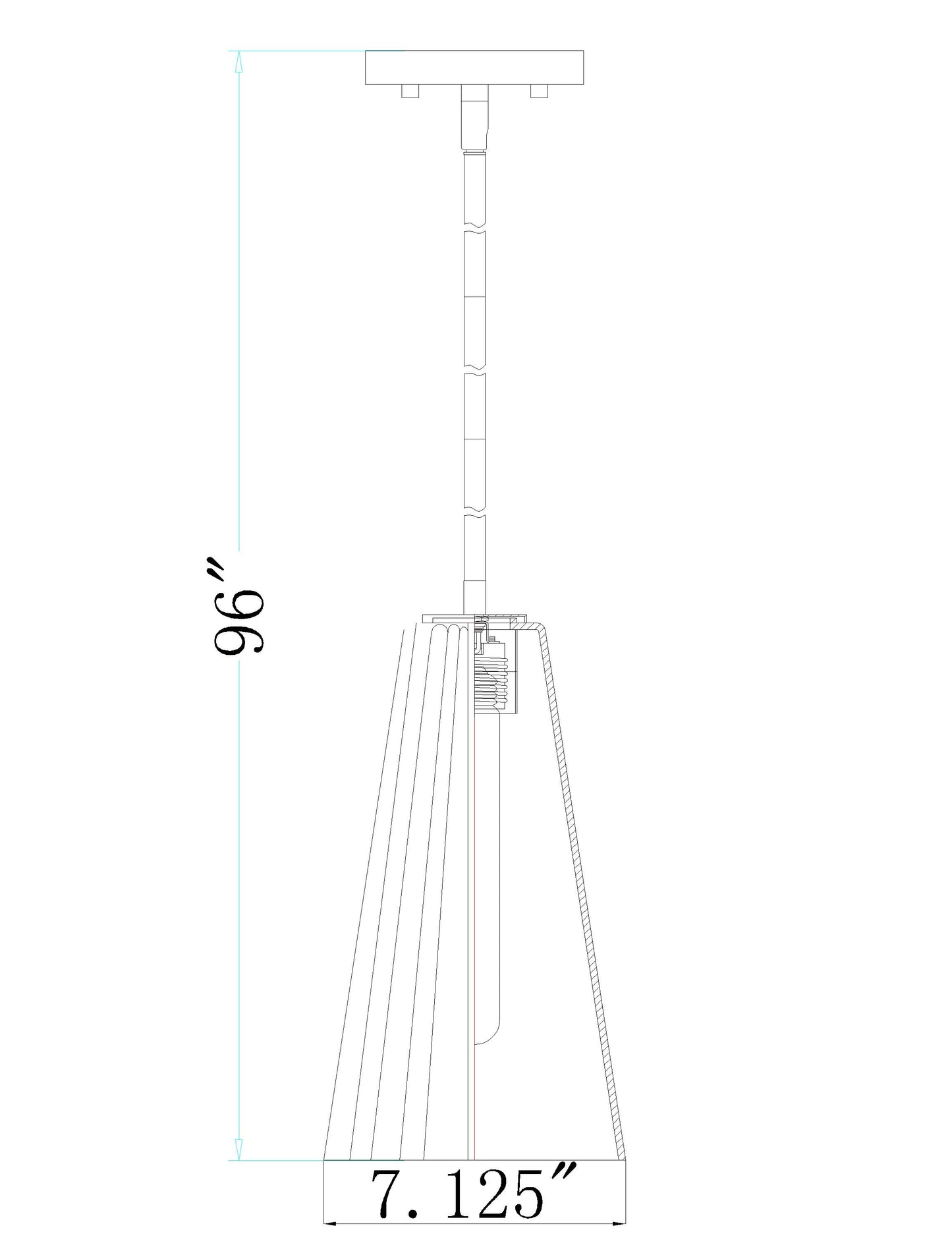 3043P7-ROD-MB - Farrell 1 Light 7" Pendant - Matte Black