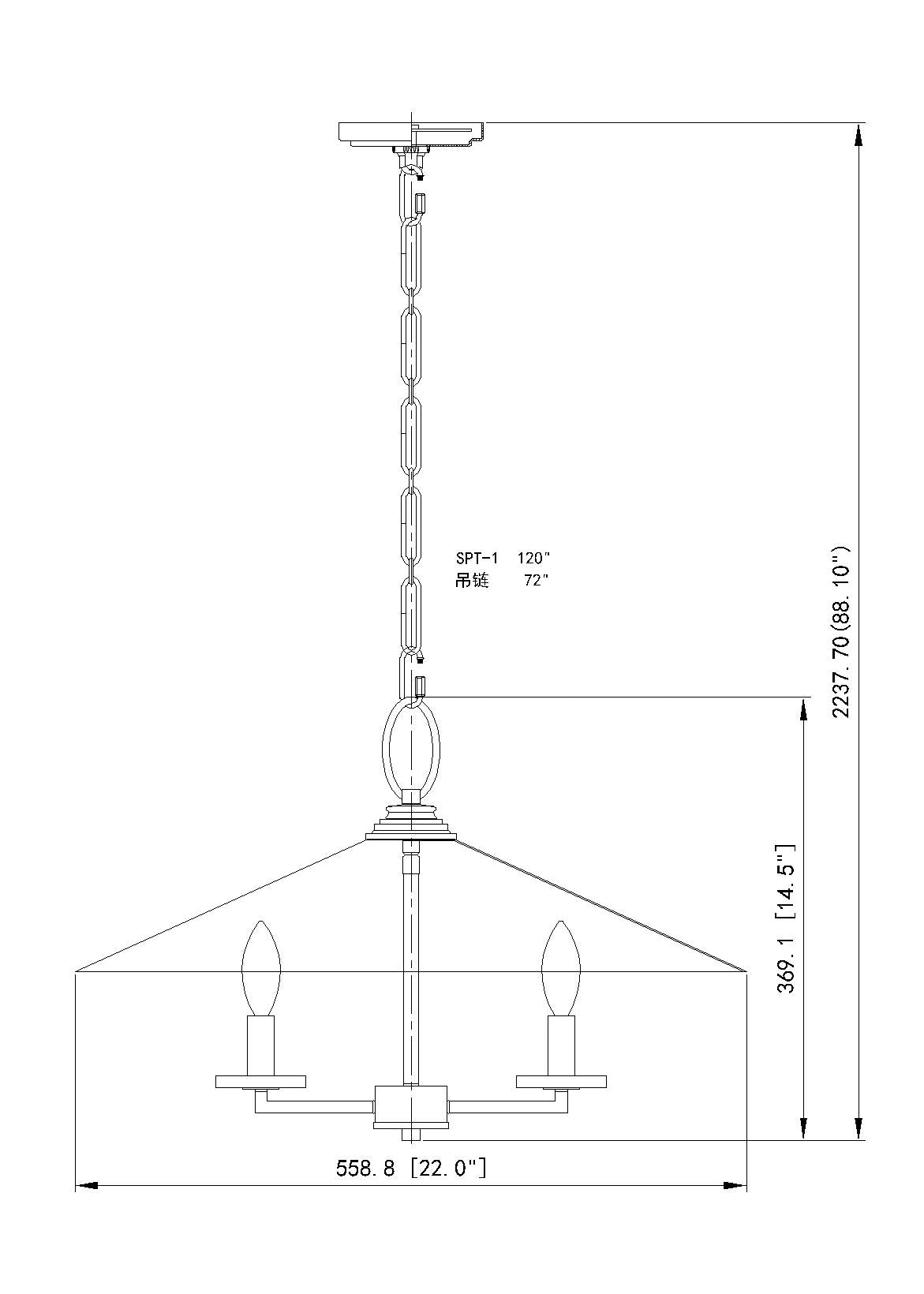 1953-22SPT - Rialto 5 Light 22" Pendant - Signature Pewter