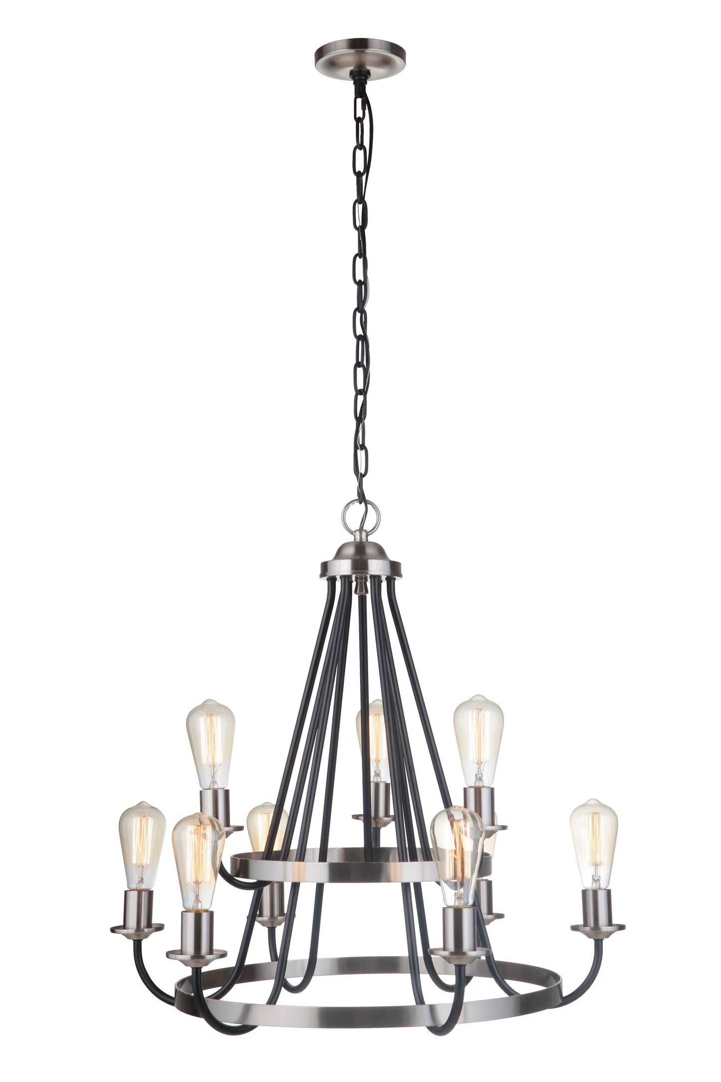 50329-FBBNK - Randolph 9 Light 26" Wide Chandelier - Flat Black / Brushed Polished Nickel