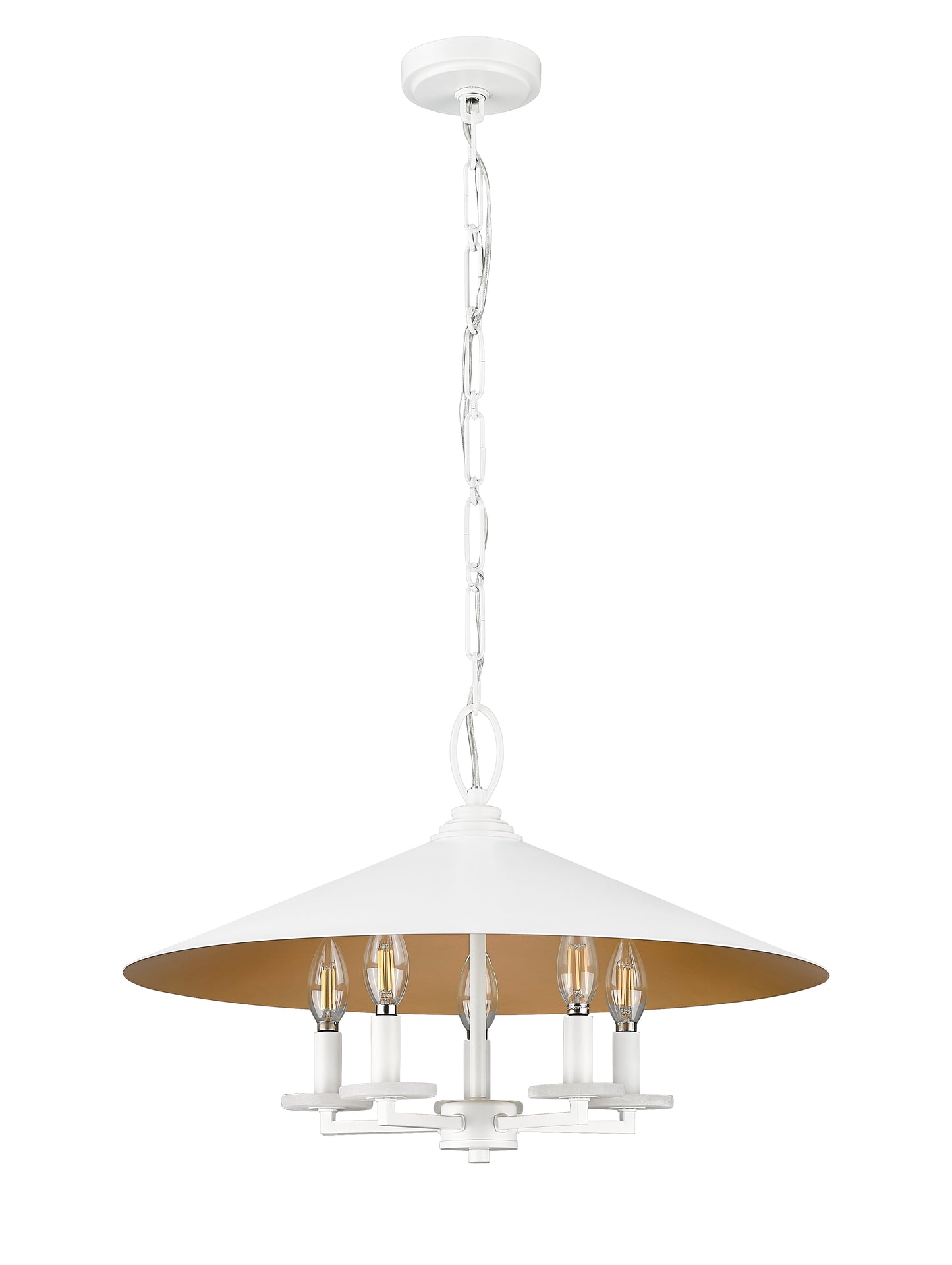 1953-22MW - Rialto 5 Light 22" Pendant - Matte White