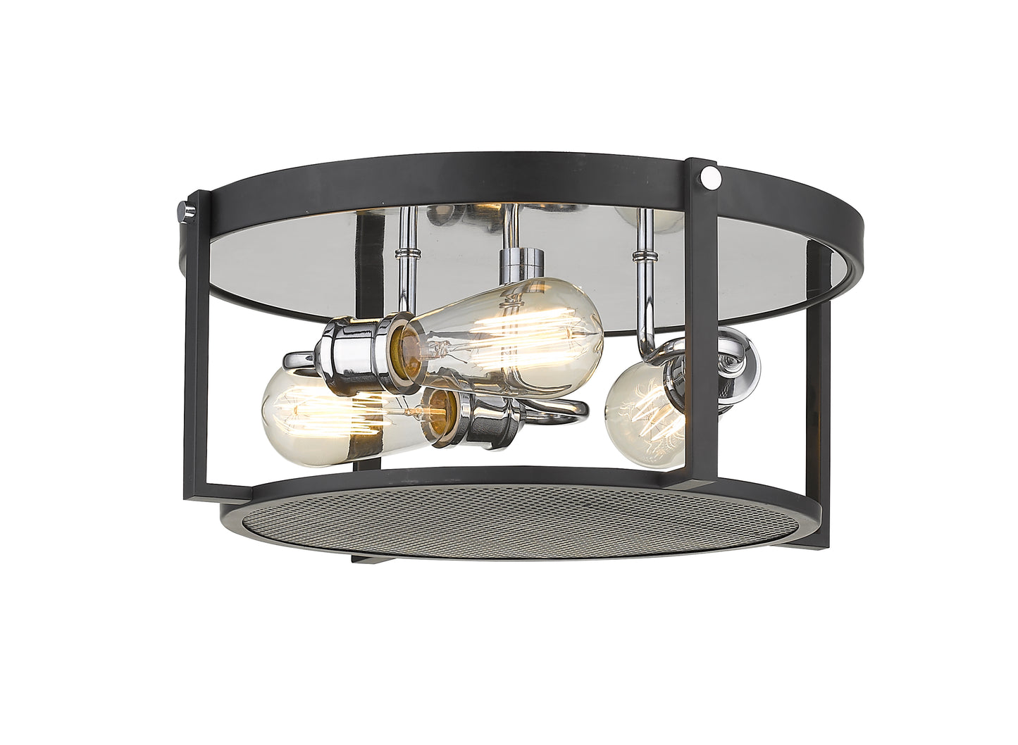 723F15-MB+CH - Halcyon 3 Light Flush 16" Mount - Matte Black / Chrome