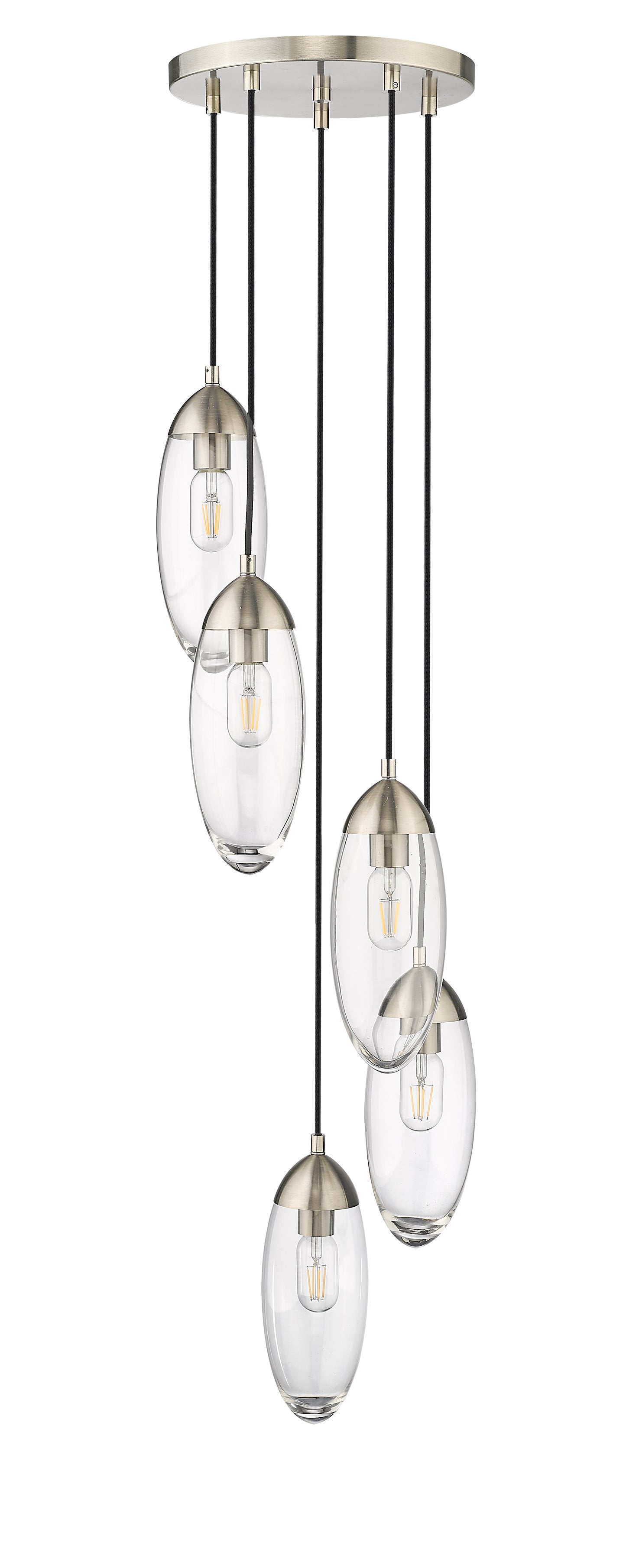 651P-5R-BN - Arden 5 Light 12" Chandelier - Brushed Nickel