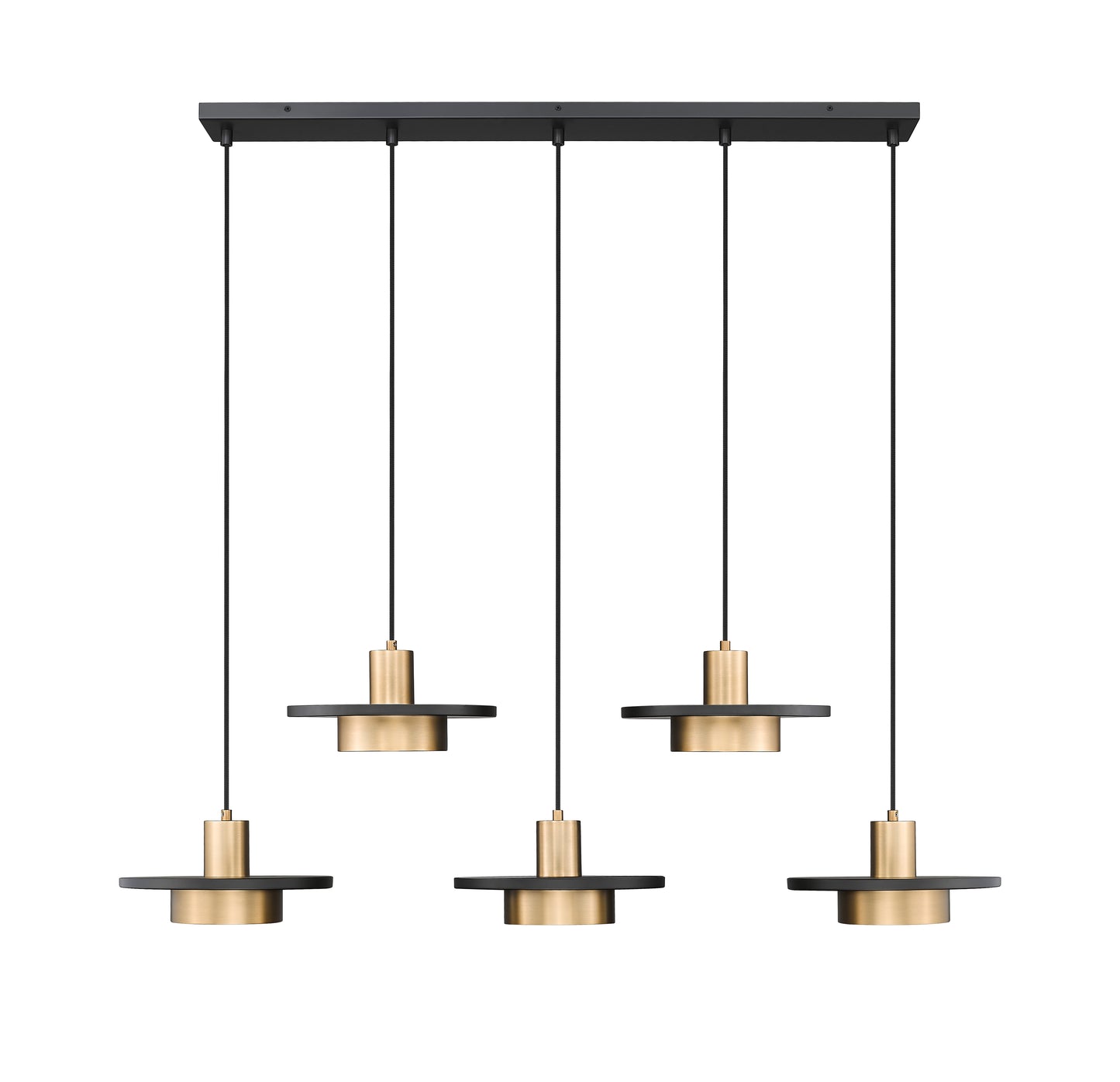 829P12-5L-MB-MGLD-LE - Ludo 5 Light Linear 52" Chandelier - Matte Black / Modern Gold