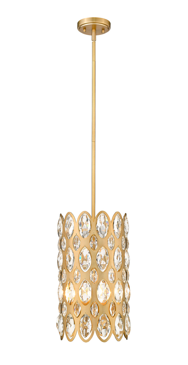 822P9-HB - Dealey 3 Light 9" Pendant - Heirloom Brass