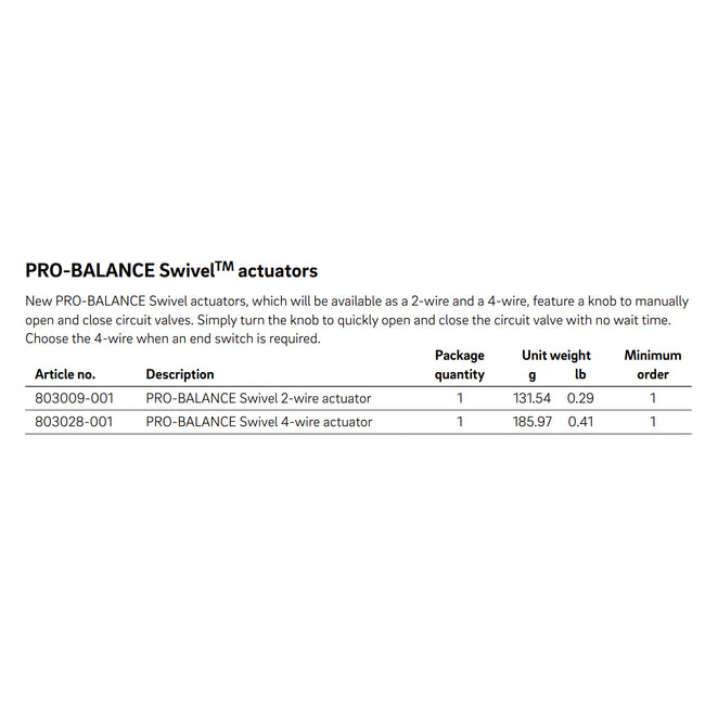 803028-001 - Pro-Balance Swivel 4-Wire Actuator