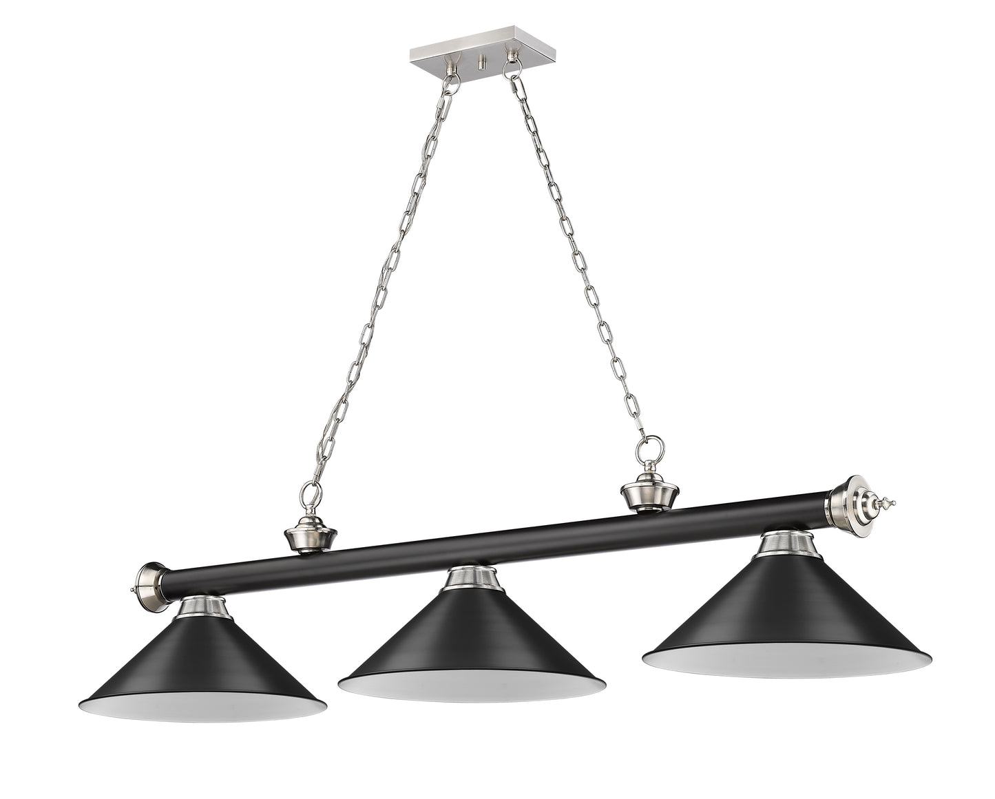 2306-3MB-BN-MB15 - Cordon 3 Light 57" Billiard - Matte Black / Brushed Nickel
