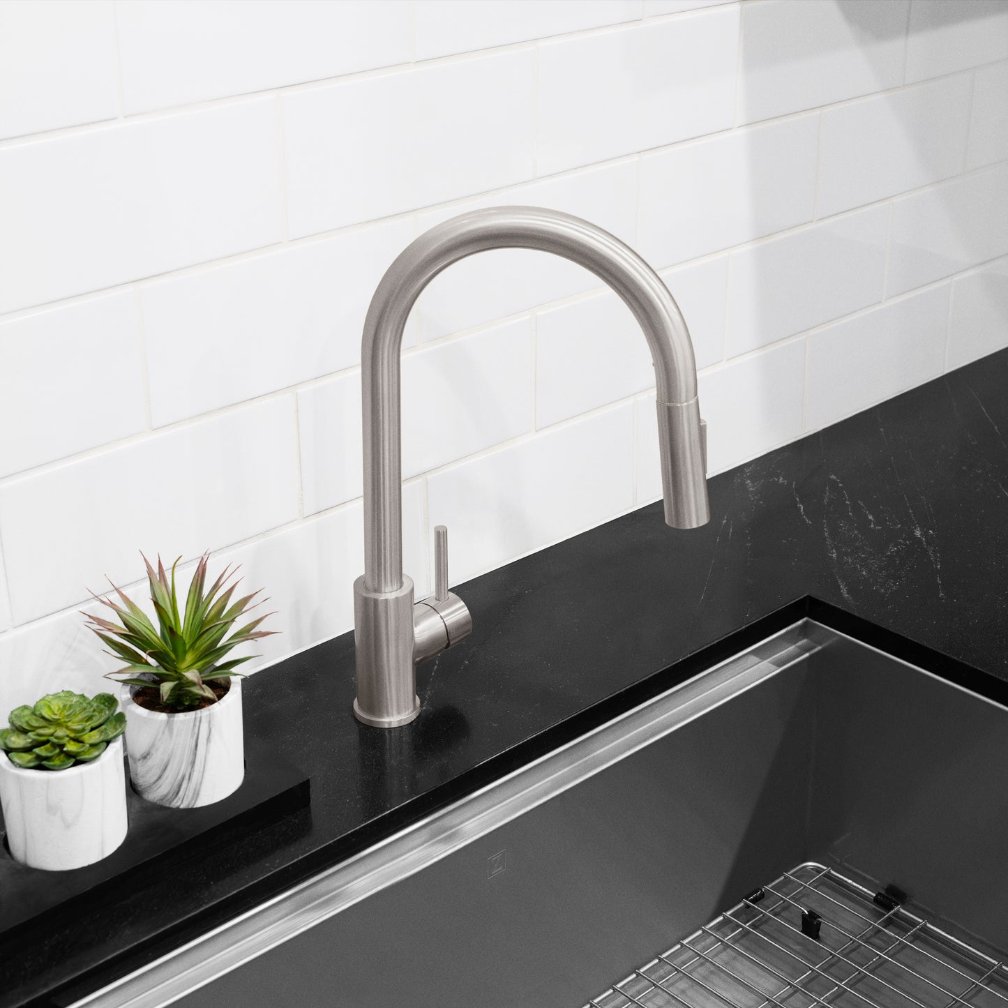 RBCN1-KF-BN - Rubicon Pull Down Single Handle Kitchen Faucet in Brushed Nickel