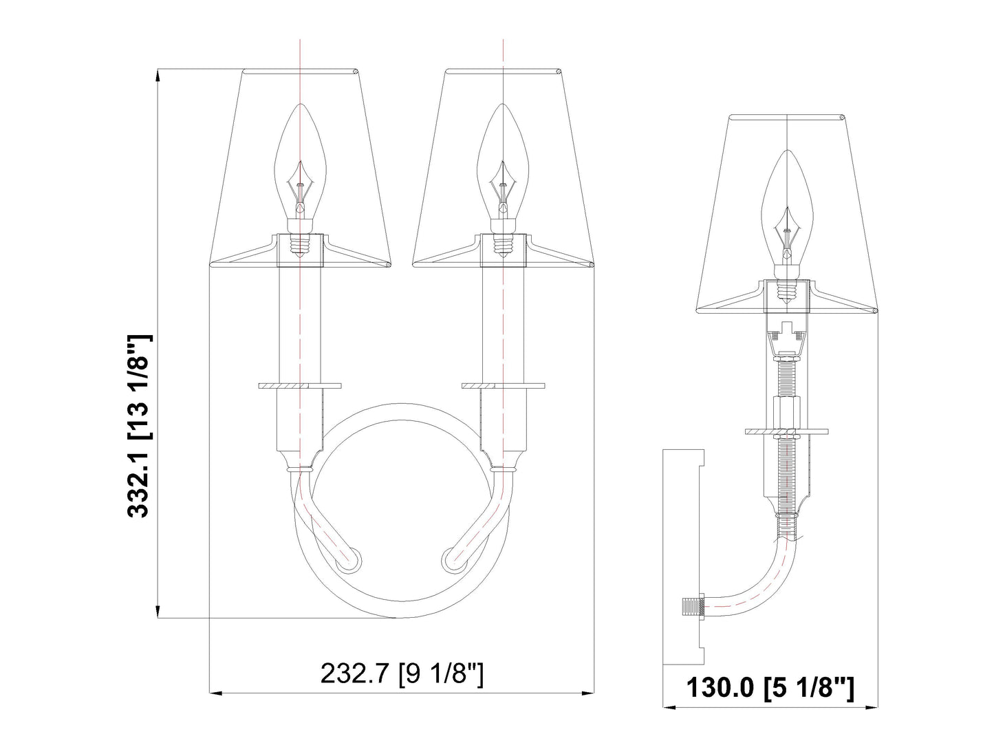 3049-2S-BN - Tova 2 Light Wall 13" Sconce - Brushed Nickel
