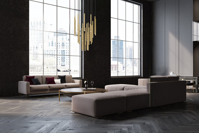 919MP24-27R-MGLD-LED - Forest 27 Light 36" Chandelier - Modern Gold
