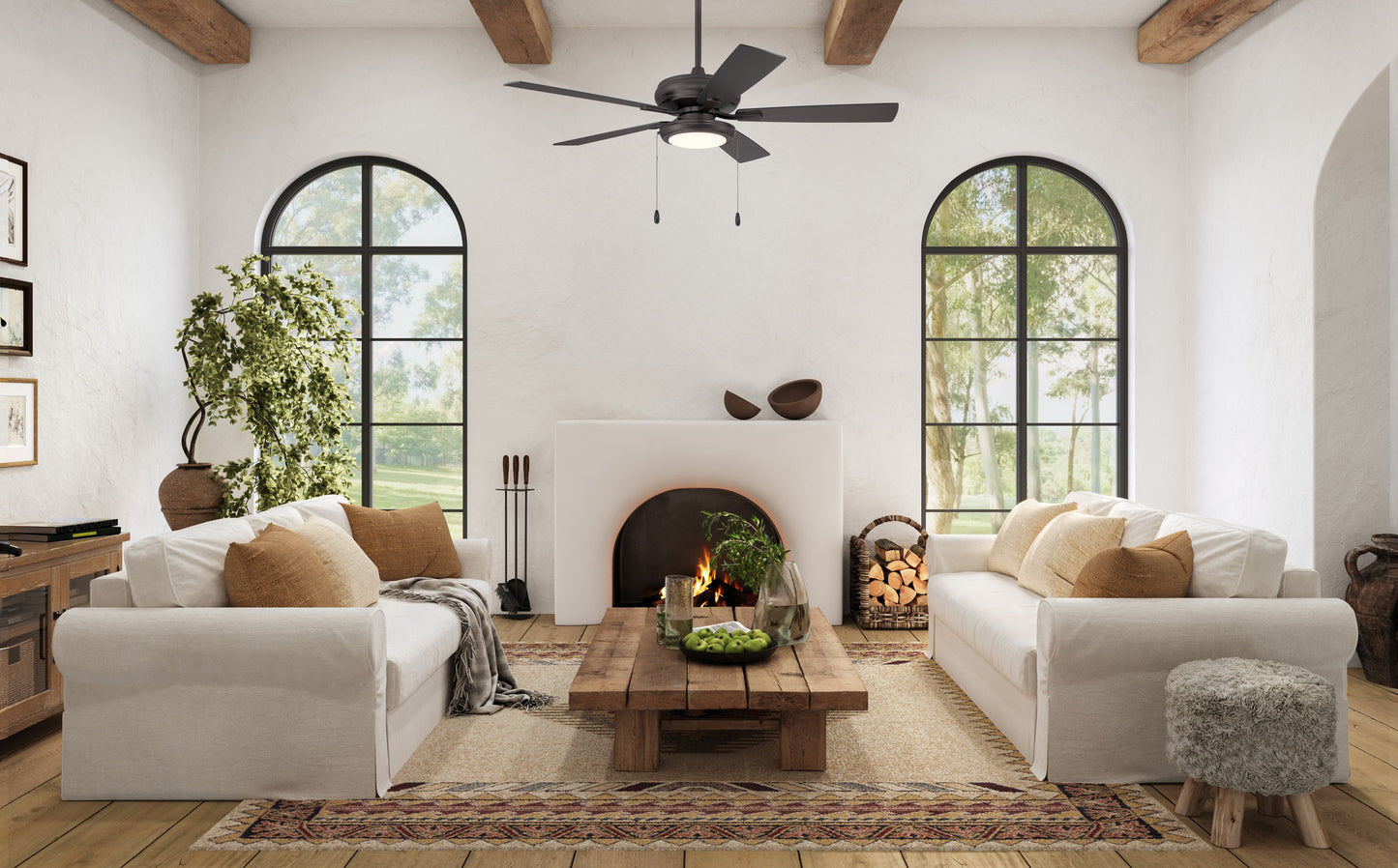 ECF119CBZ5-CBZWLN - EOS Low Profile 1 bulb Frosted White 52" Ceiling Fan 52" 5 Blade Ceiling Fan with Light Kit - Classic Bronze