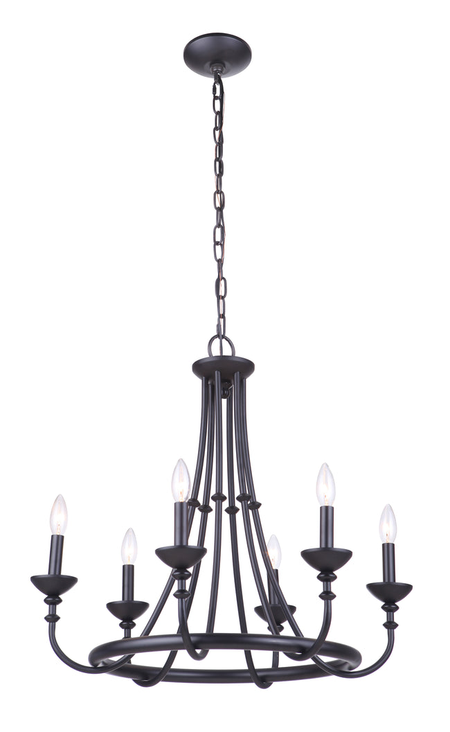 53726-FB - Marlowe 6 Light 24" Wide Chandelier - Flat Black