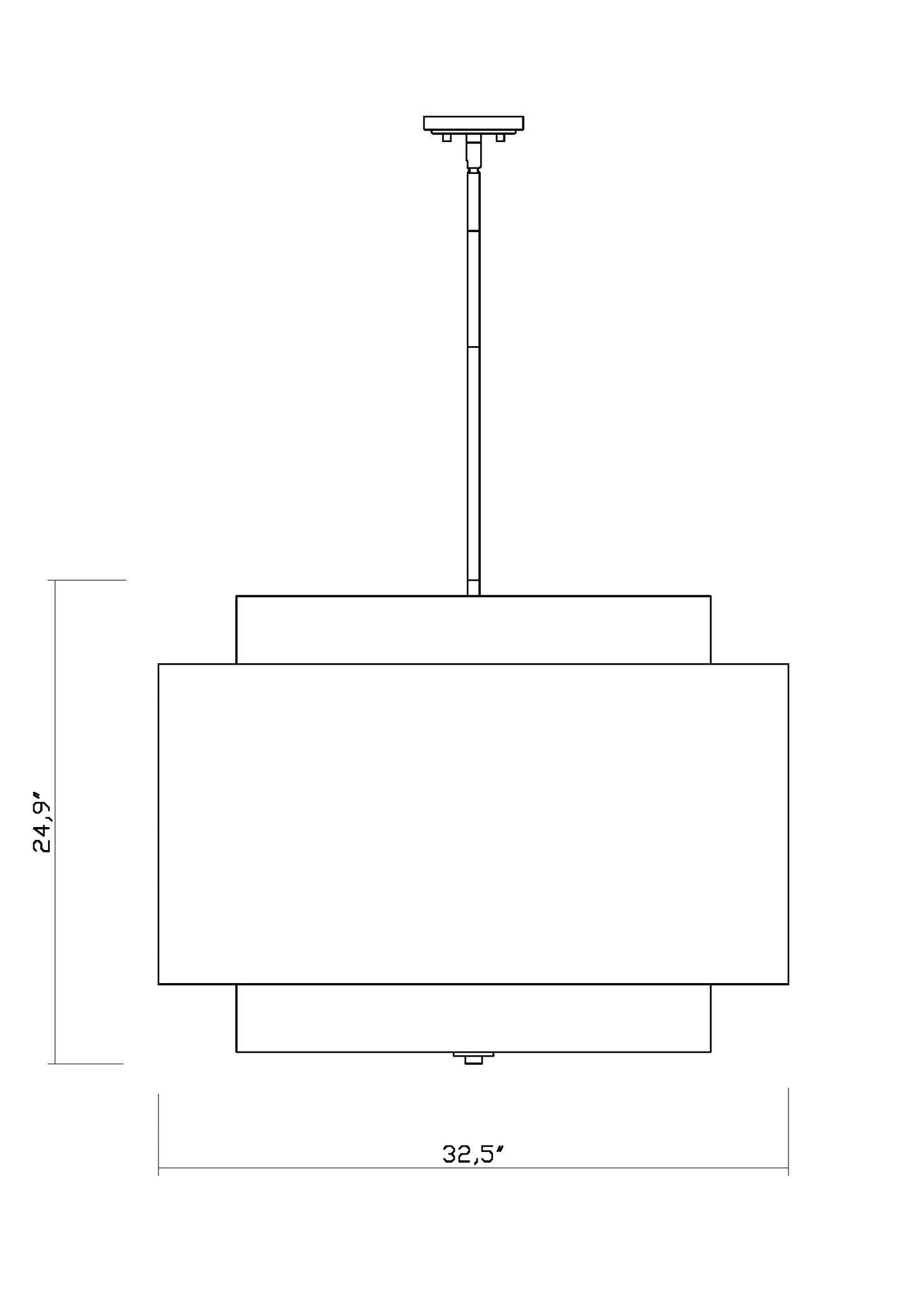 739P32-RB - Harlech 4 Light 32" Chandelier - Rubbed Brass