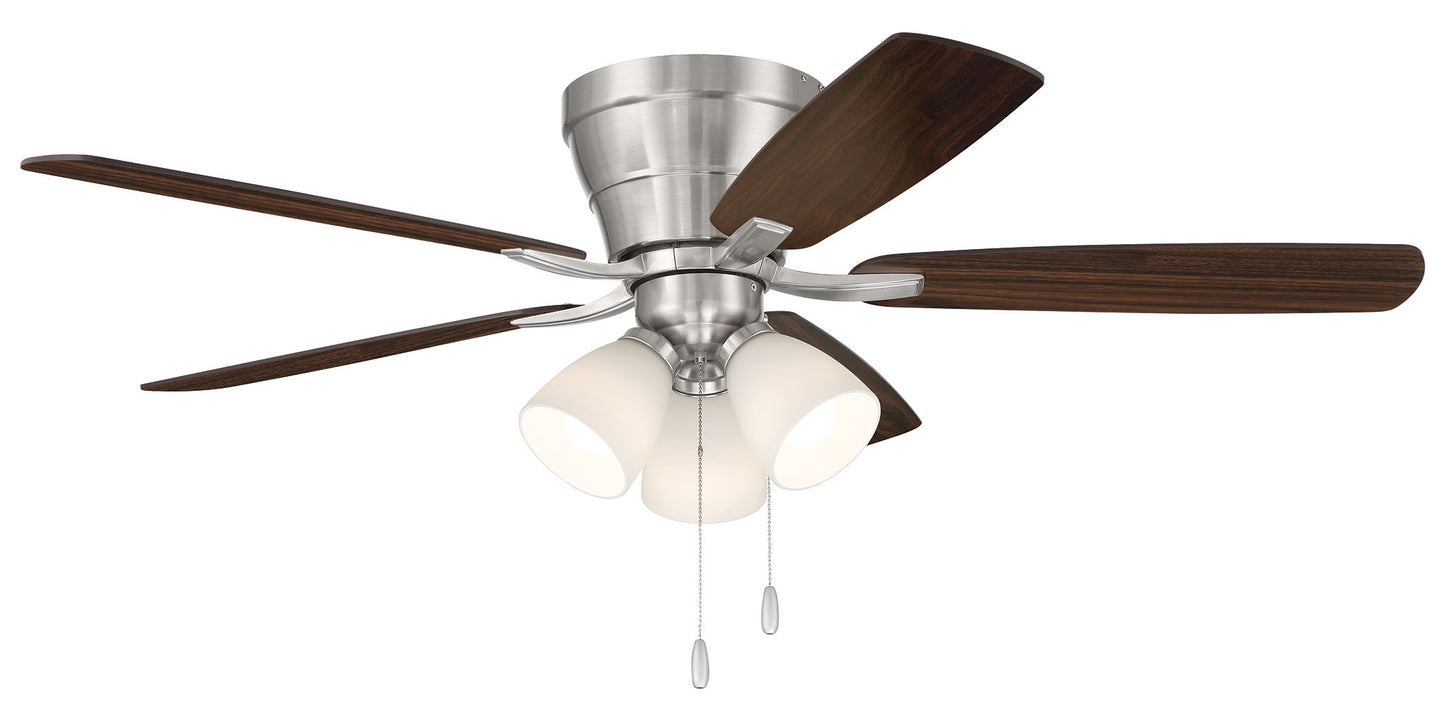 WHL52BNK5C3 - Wheeler 52 3-Light 52" 5 Blade Ceiling Fan with Light Kit - Brushed Nickel
