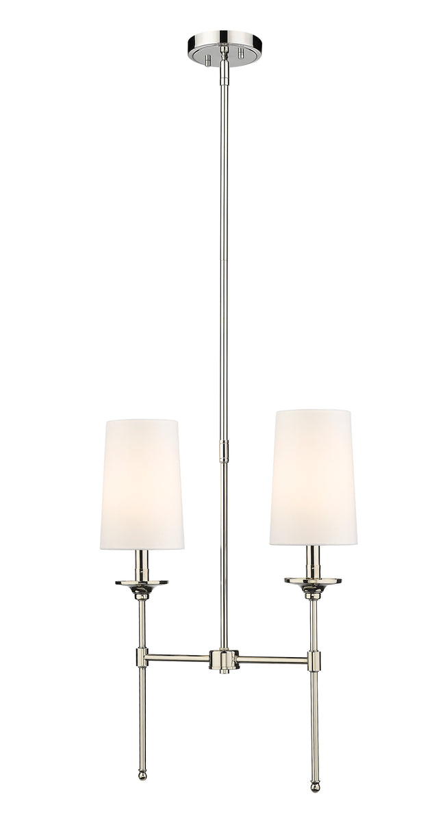 3033-2L-PN - Emily 2 Light Linear 19" Chandelier - Polished Nickel
