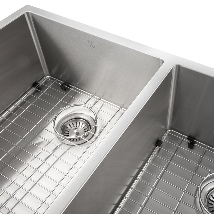 SR50D-36 - 36" Anton Undermount Double Bowl Stainless Steel Kitchen Sink with Bottom Grid