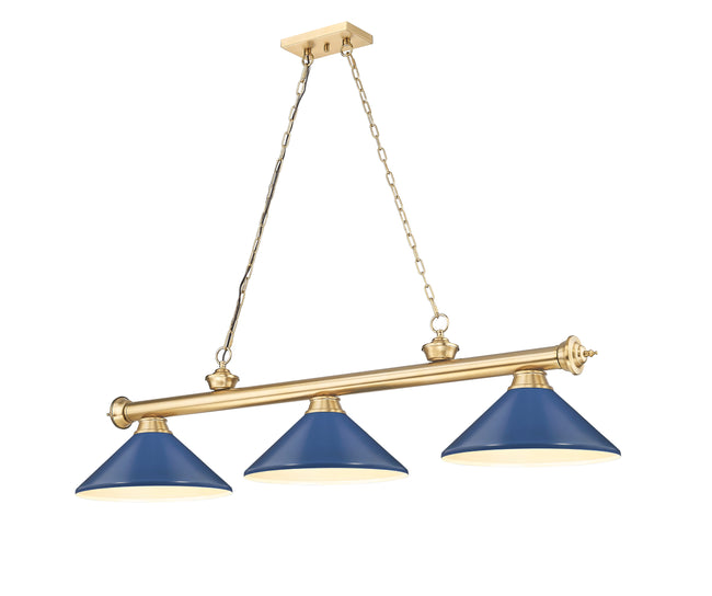 2306-3HBR-MNB - Cordon 3 Light 58" Billiard - Heritage Brass