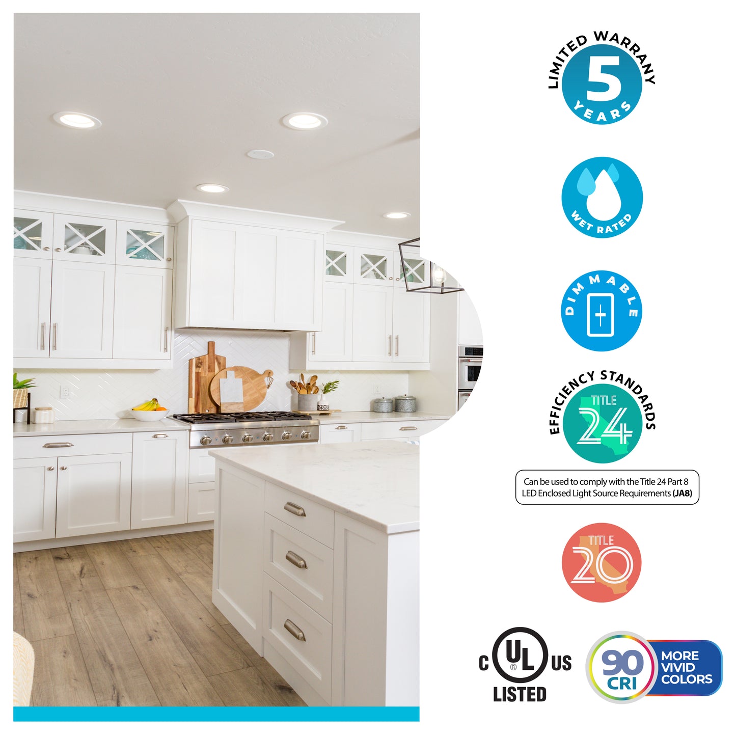 773170 - 9 Watt LED 4" DOWNLIGHT ADJUSTABLE RETROFIT W/GIMBAL 2700K WHITE ROUND DIMMABLE JA8 120V-4PK - 4 Pack