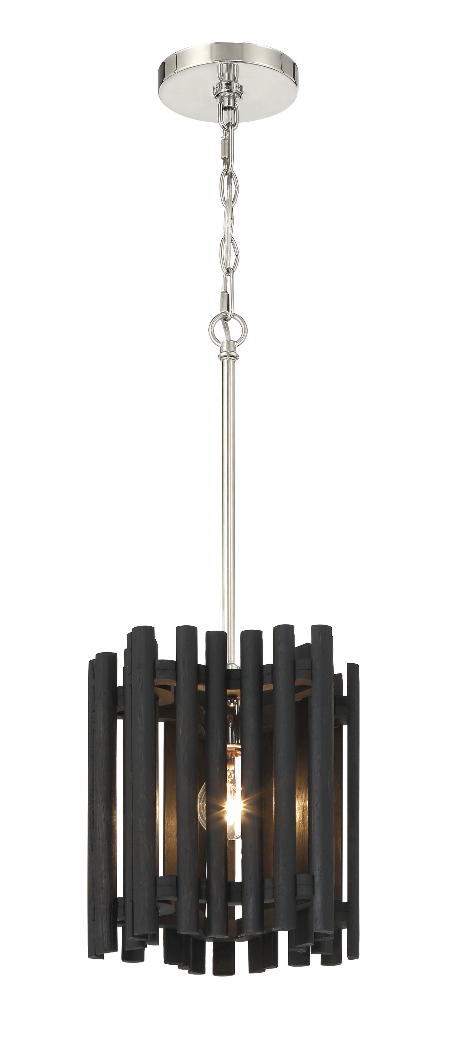 58491-PLNBWN - Freeform 1 Light 9.5" Wide Pendant - Polished Nickel / Black Walnut