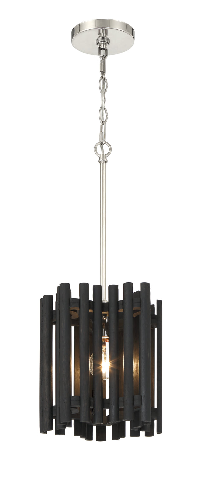 58491-PLNBWN - Freeform 1 Light 9.5" Wide Pendant - Polished Nickel / Black Walnut