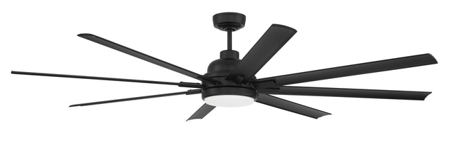 RSH72FB8-NWF - Rush 72" Ceiling Fan Wet Rated no Wifi 72" 8 Blade Indoor Outdoor Ceiling Fan with Light Kit - Flat Black