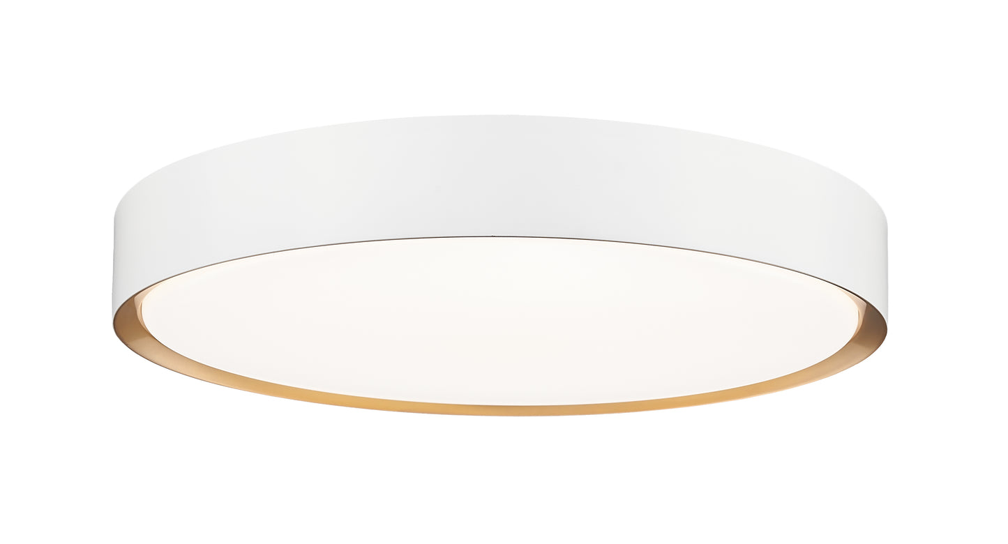 1014F20-MW-MGLD-LED - Kawan 1 Light Flush 20" Mount - Matte White / Modern Gold