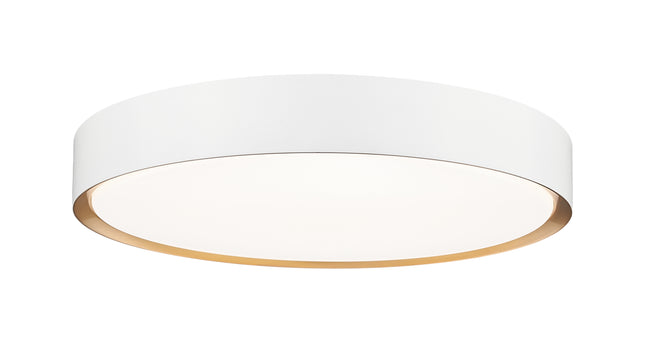 1014F20-MW-MGLD-LED - Kawan 1 Light Flush 20" Mount - Matte White / Modern Gold