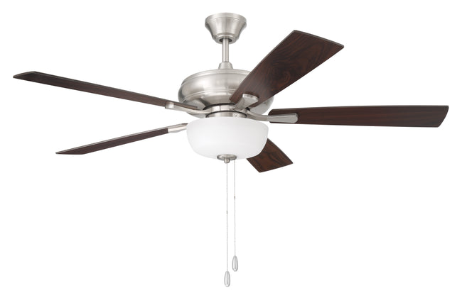 ECF211BNK5-DWWLN - EOS 2 Light Frosted White Bowl 52" Ceiling Fan 52" 5 Blade Ceiling Fan with Light Kit - Brushed Nickel
