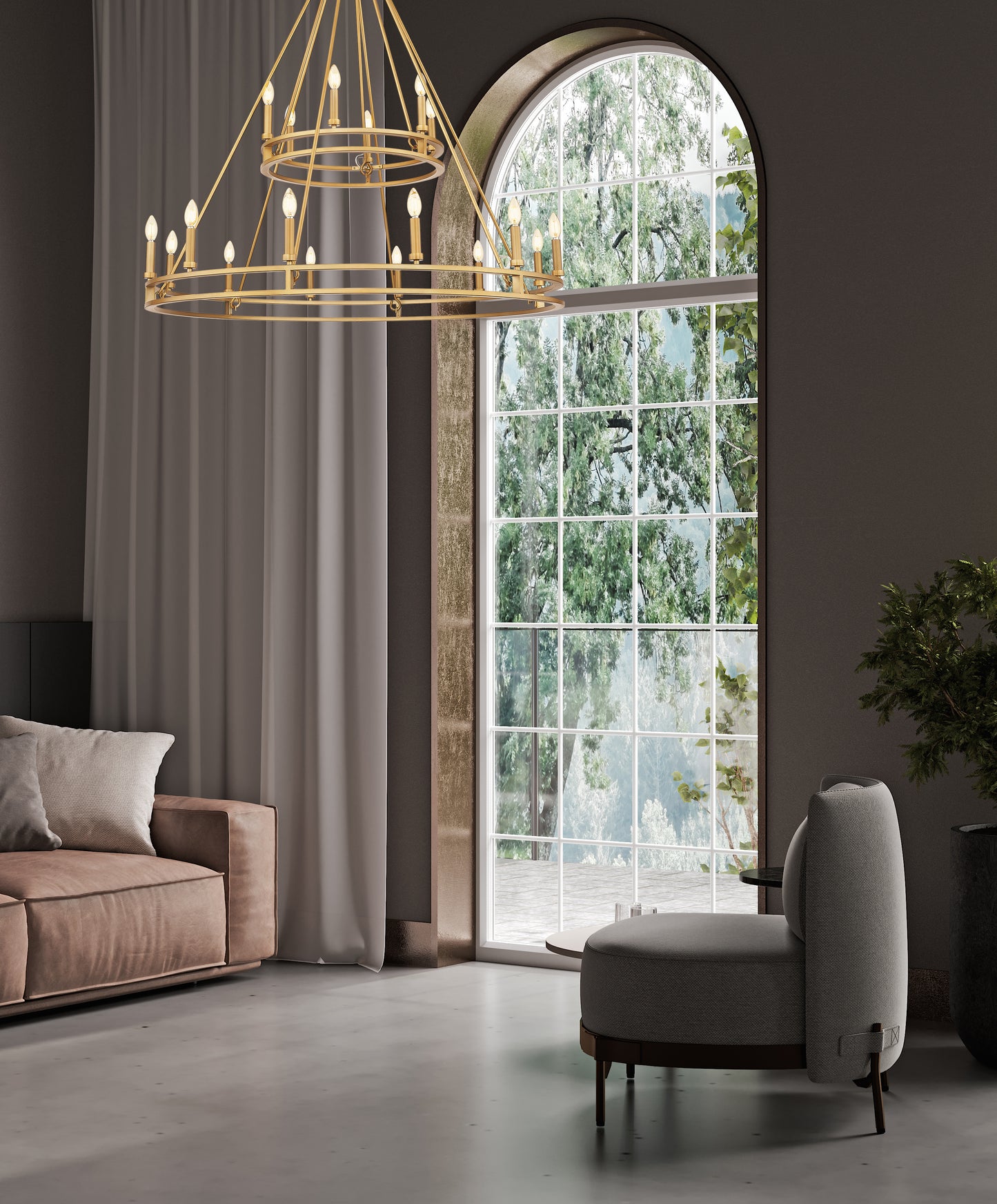 4005-18SBR - Dennison 18 Light 48" Chandelier - Signature Brass
