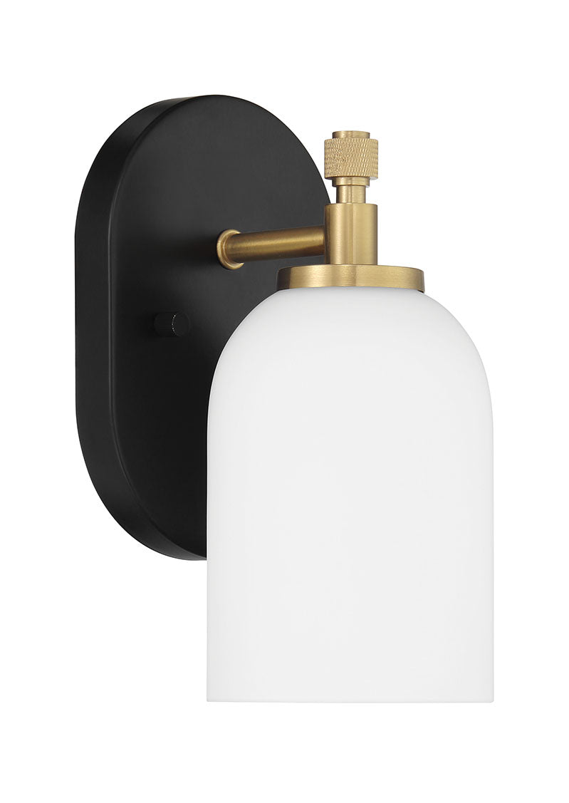 60301-FBSB - Council 1 Light 9" High Wall Sconce - Flat Black / Satin Brass