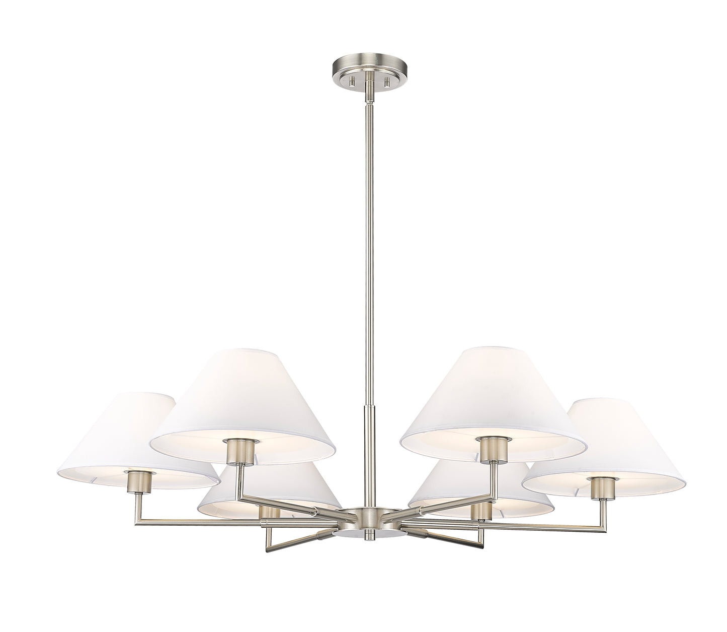 744-44R-BN - Leila 6 Light 44" Chandelier - Brushed Nickel
