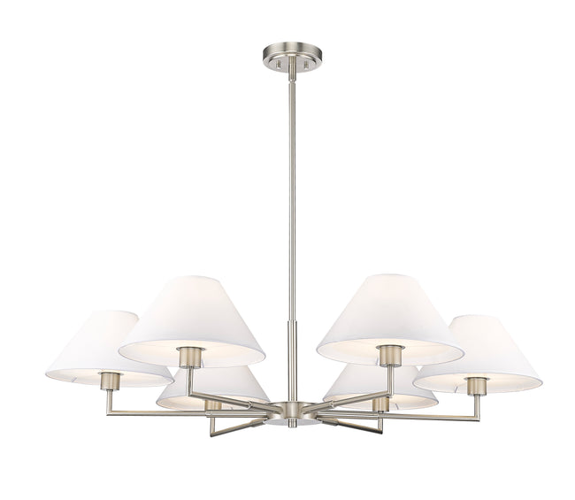 744-44R-BN - Leila 6 Light 44" Chandelier - Brushed Nickel