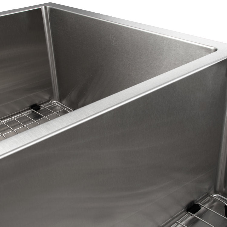 SR60D-33 - 33" Chamonix Undermount Double Bowl Stainless Steel Kitchen Sink with Bottom Grid