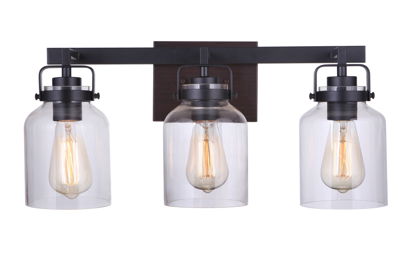 53603-FBDT - Foxwood 3 Light 21" Wide Vanity Light - Flat Black / Dark Teak