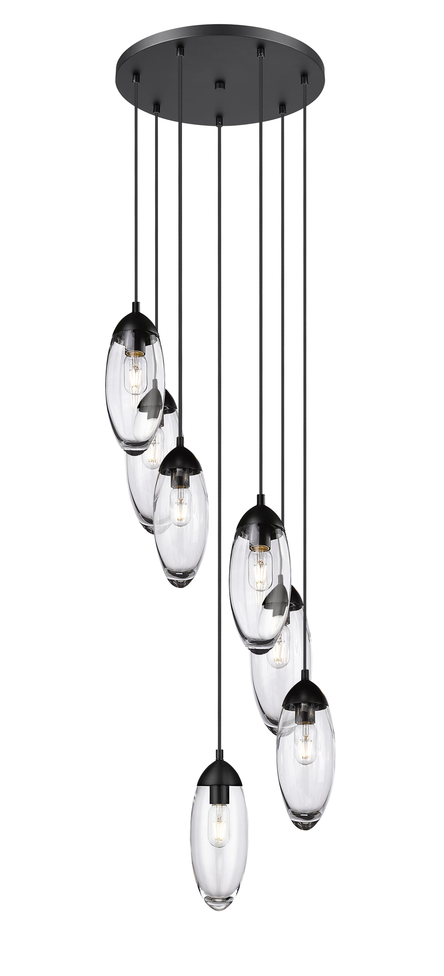 651P-7R-MB - Arden 7 Light 18" Chandelier - Matte Black