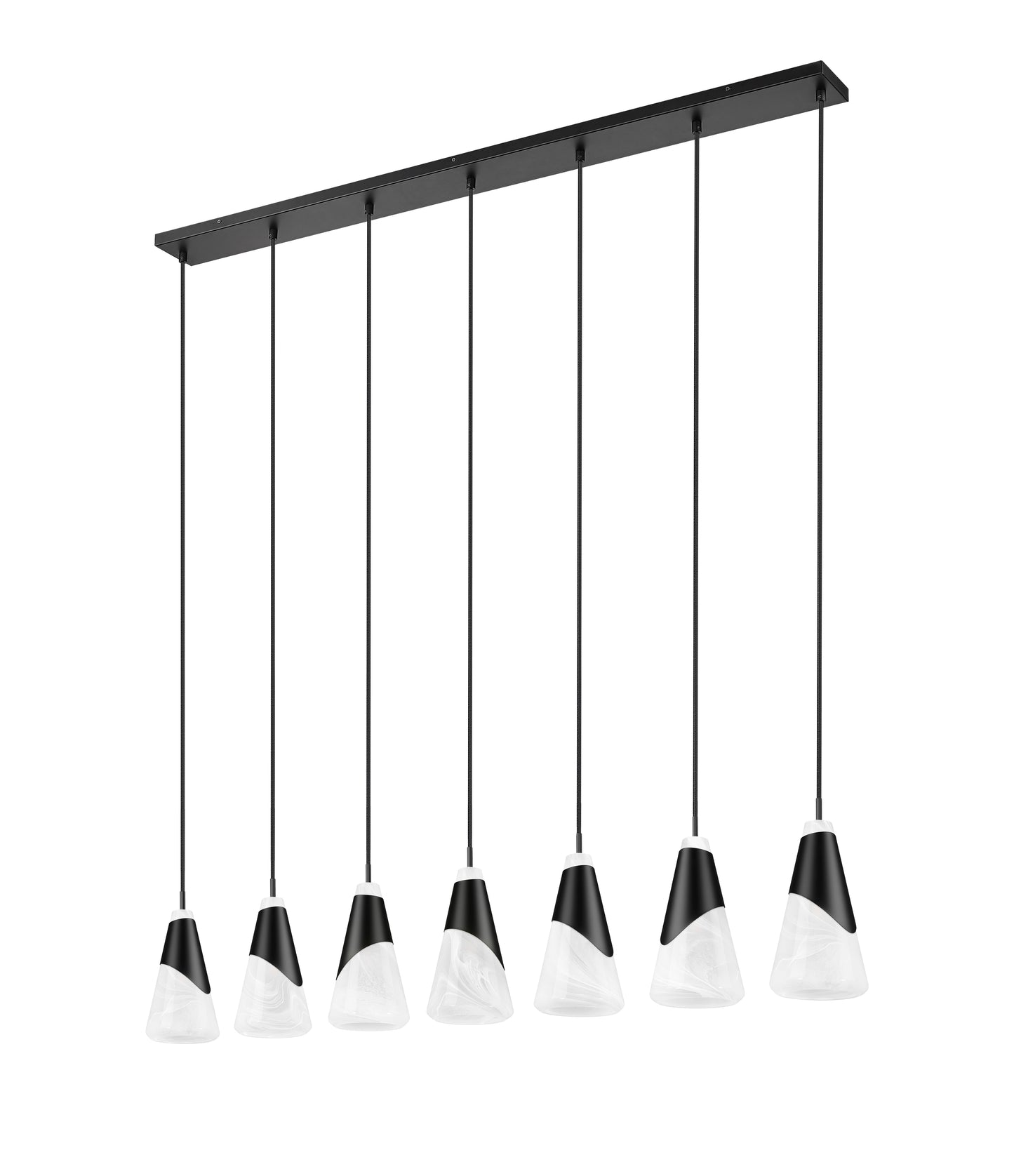 828P6-7L-MB - Aimie 7 Light Linear 54" Chandelier - Matte Black