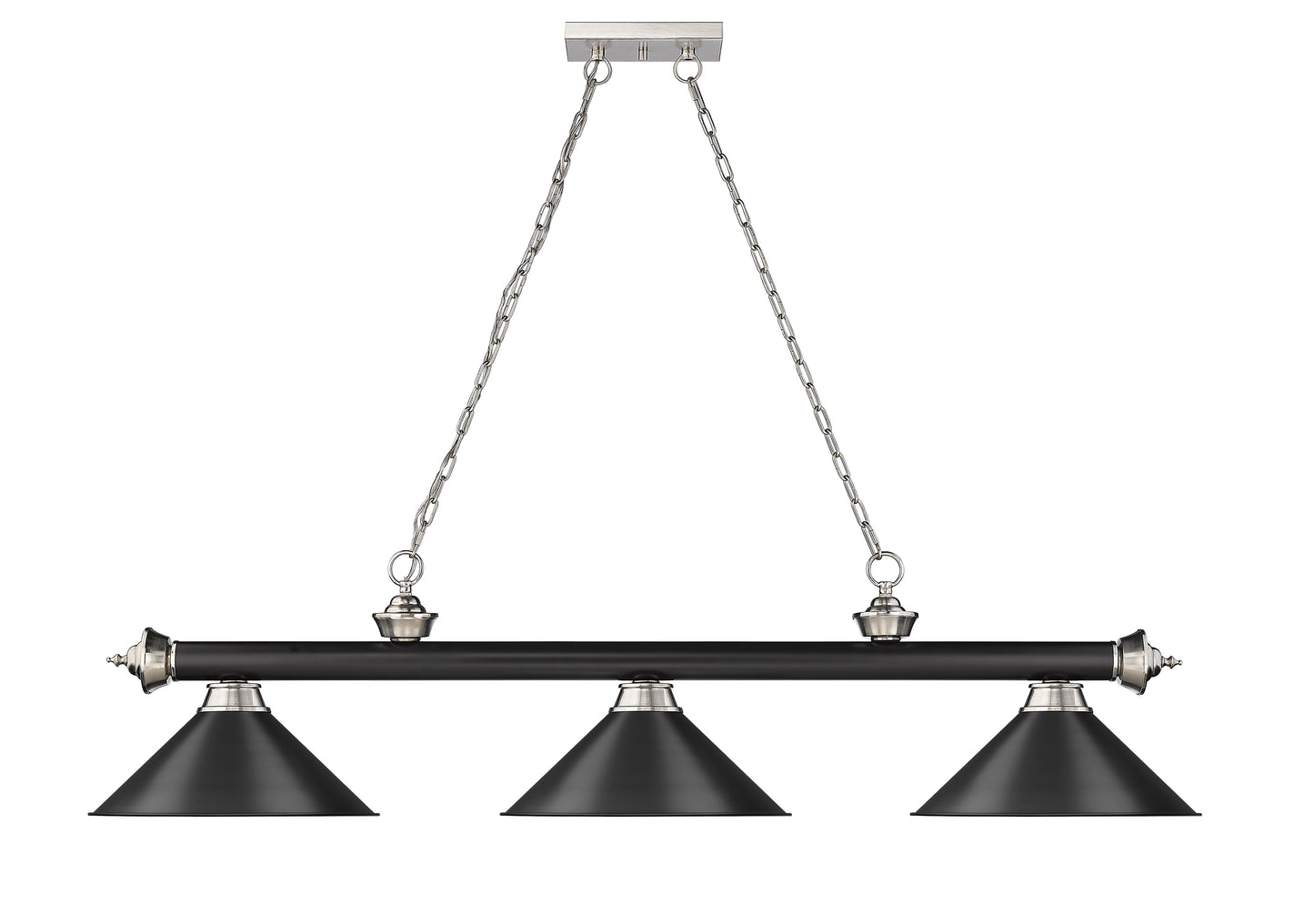 2306-3MB-BN-MB15 - Cordon 3 Light 57" Billiard - Matte Black / Brushed Nickel