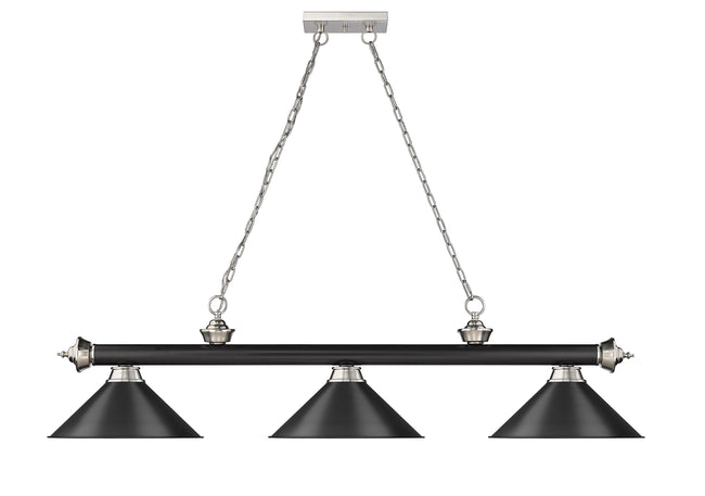 2306-3MB-BN-MB15 - Cordon 3 Light 57" Billiard - Matte Black / Brushed Nickel